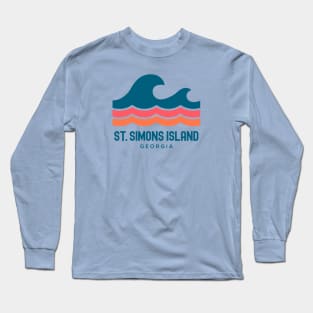 St Simons Island Georgia Vintage Wave Long Sleeve T-Shirt